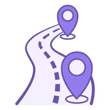 Route Color Icon. Vector Icon. Road and Distance Measurement. Navigation, L.. Stock Illustration