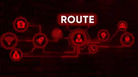 Route concept with digital connection and binary code background animation Stock Footage 327760850