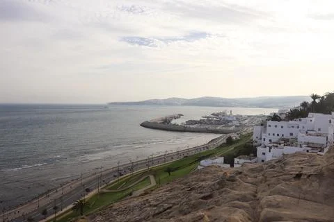Route de la Plage Merkala Where You Can Drive and Look at the Gibraltar Strait Stock Photos