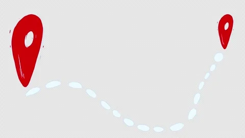 Route drawing from point A to point B on a blue screen. Cartoon animation of Stock Footage 334669037