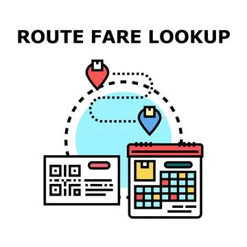 Route fare lookup process pricing location online service Stock Illustration