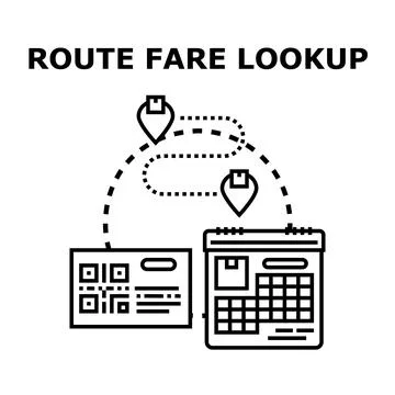 Route fare lookup process pricing location online service Stock Illustration