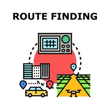 Route finding concept with navigation technology system Stock Illustration