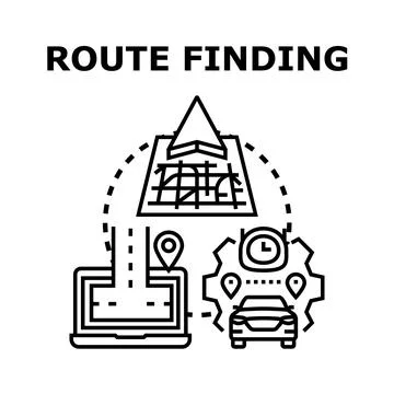 Route finding navigation planning and destination searching concept Stock Illustration