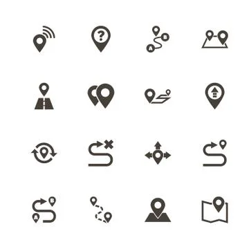 Route - Flat Vector Icons Stock Illustration