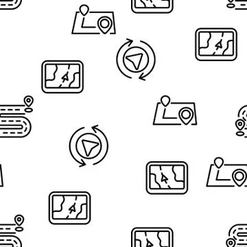 Route Gps Navigator Vector Seamless Pattern Stock Illustration