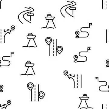 Route Gps Navigator Vector Seamless Pattern 스톡 일러스트