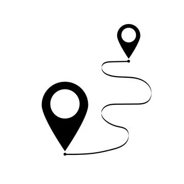 Route icon between two points with dotted path and location pin. Location p.. Stock Illustration
