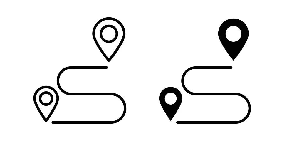 Route icon thin line and clipart style vector set Stock Illustration