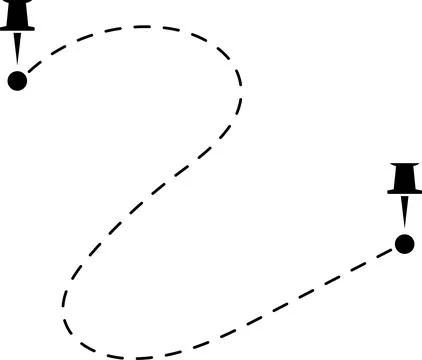 Route icon. Two points with dotted path and location pin. Route location Stock Illustration
