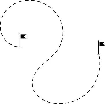 Route icon. Two points with dotted path and location pin. Route location Stock Illustration