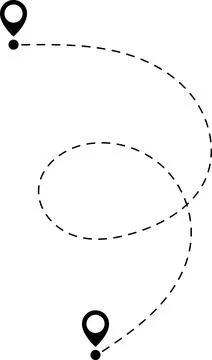 Route icon. Two points with dotted path and location pin. Route location Stock Illustration