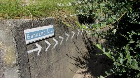 Route indicating the direction to bunkers Stock Photos