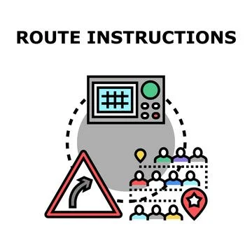 Route instructions navigation and journey planning concept Stock Illustration