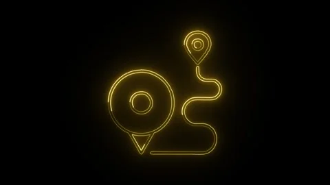 Route Isolated on Black Background Neon Navigation Path Animation Видео 330855338