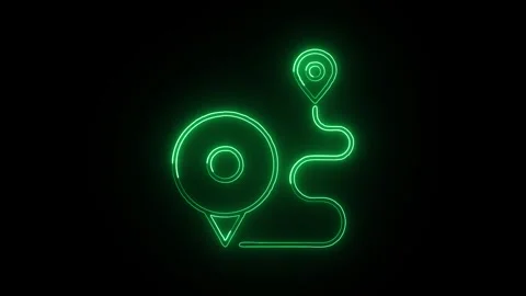 Route Isolated on Black Background Neon Navigation Path Animation Видео 330855344