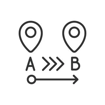 Route, in line design. Route, path, navigation, map, travel, destination Stock Illustration