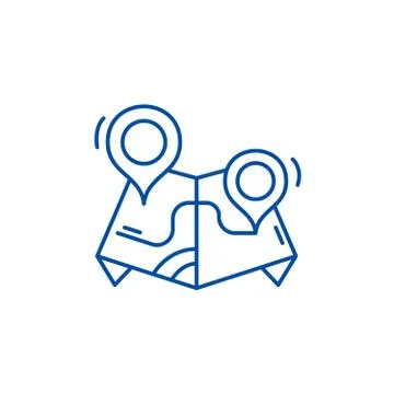 Route line icon concept. Route flat  vector symbol, sign, outline illustration. Stock Illustration