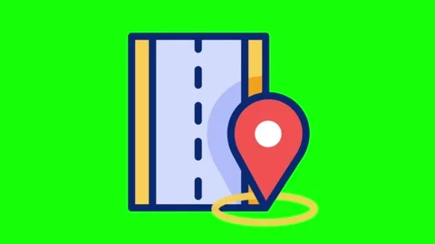 Route location pointer icon animation loop on green screen background Stock Footage 314004306