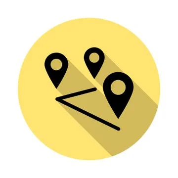 Route, location simple vector icon in long shadow style Stock Illustration