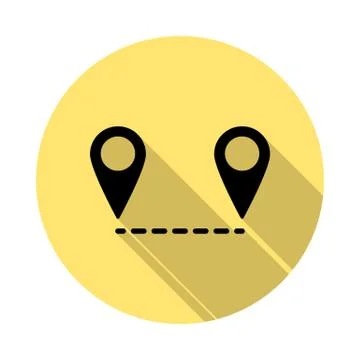 Route, location simple vector icon in long shadow style Stock Illustration