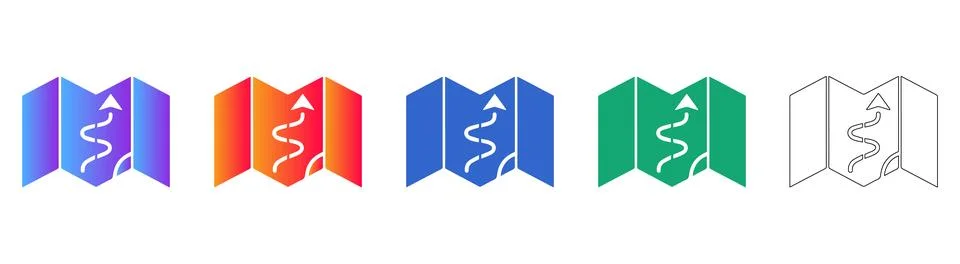 Route Map and Navigation Icon Collection Stock Illustration