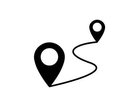 Route Map Icon. Line route with map pointer location, Travel route road map.. 스톡 일러스트