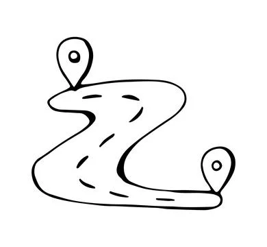 Route map navigation doodle icon path direction gps concept hand drawn illu.. Stock Illustration