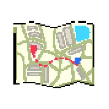 Route map pixel art vector illustration Illustrazione stock