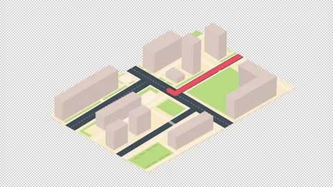 Route on the map scheme. Animation of th... | Stock Video | Pond5