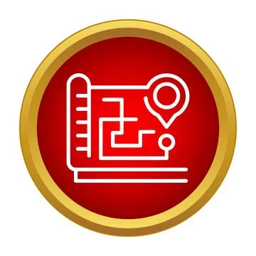 Route map showing destination location pin icon 库存插图