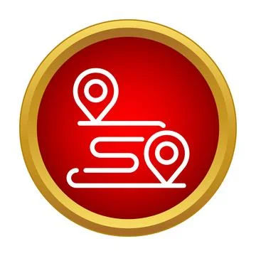 Route map showing navigation pin journey to destination 스톡 일러스트