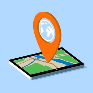 Route map on the tablet Stock Illustration