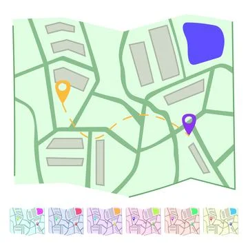 Route map vector cartoon graphic 库存插图