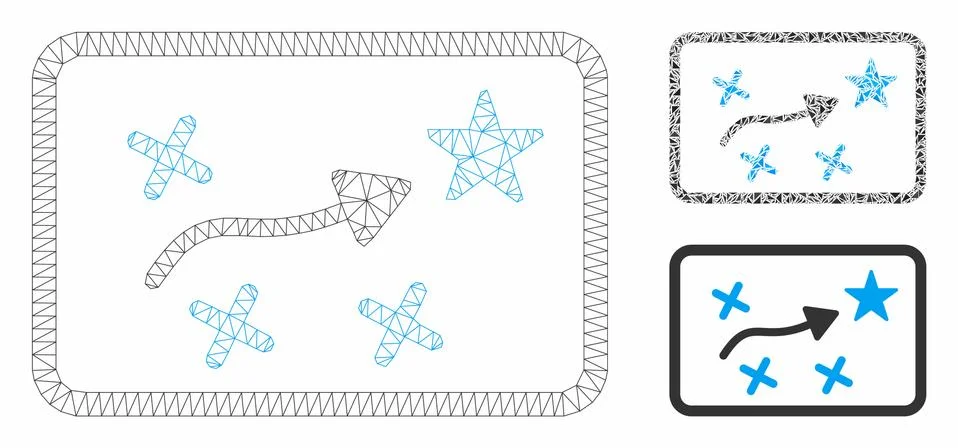 Route Map Vector Mesh 2D Model and Triangle Mosaic Icon 库存插图