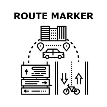 Route marker concept for travel navigation planning Stock Illustration