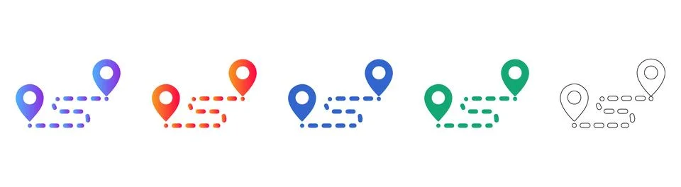 Route Navigation and Logistics Path Graphic Icons Stock Illustration
