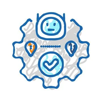 Route optimization autonomous delivery icon doodle illustration Illustrazione stock