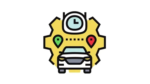 Route optimization autonomous vehicle color icon animation Stock Footage 326108417