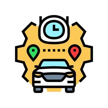 Route optimization autonomous vehicle color icon vector illustration イラスト素材