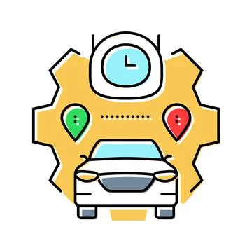 Route optimization autonomous vehicle color icon vector illustration Illustrazione stock