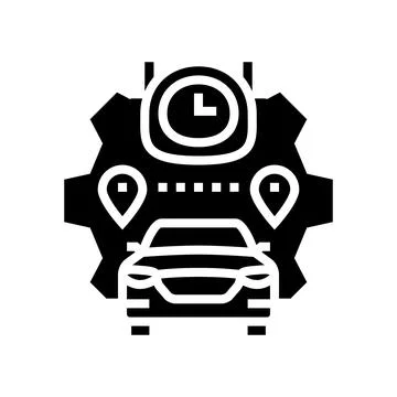 Route optimization autonomous vehicle glyph icon vector illustration Illustrazione stock