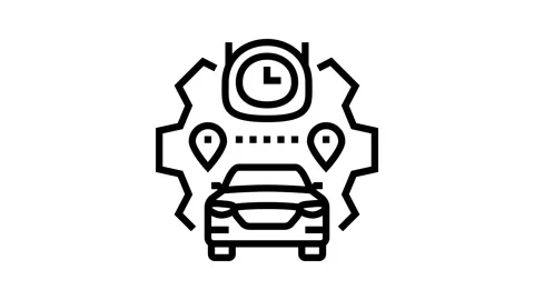 Route optimization autonomous vehicle line icon animation 스톡 동영상 326125901