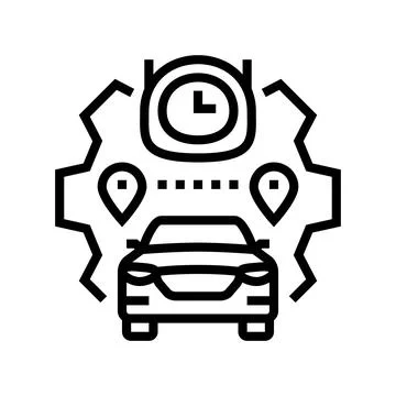 Route optimization autonomous vehicle line icon vector illustration Stock Illustration