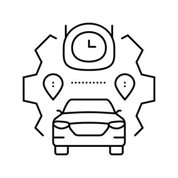 Route optimization autonomous vehicle line icon vector illustration 스톡 일러스트