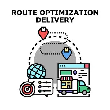 Route optimization delivery service logistics planning Stockillustratie