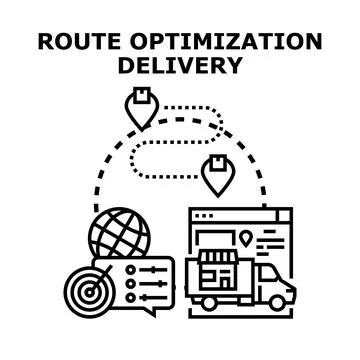 Route optimization delivery service logistics planning Stockillustratie
