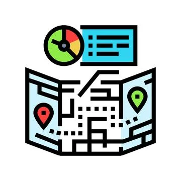 Route optimization logistic manager color icon vector illustration Illustrazione stock