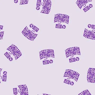 Route optimization logistic manager glyph seamless pattern Stock Illustration