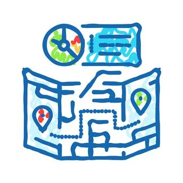 Route optimization logistic manager icon doodle illustration Stock Illustration